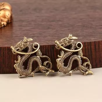 1 шт., ретро латунная фигурка дракона, декор, богатство, процветание, орнамент в китайском стиле, дракон, удача, животное, фэншуй, винтажные декоры