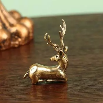 1 шт. ретро латунная рождественская миниатюрная фигурка лося, аксессуары для украшения фестиваля, мини-статуя оленя, настольное украшение, декор