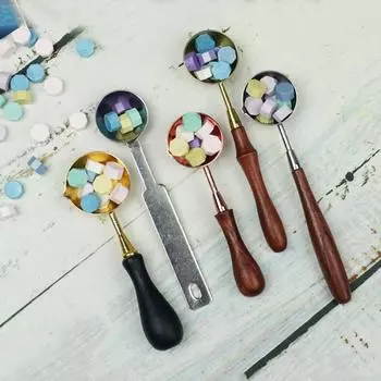 1 шт. Ретро-ложка для сургуча с деревянной ручкой, самодельная ложка для плавления лака, для восковых гранул, пригласительных открыток, украшений