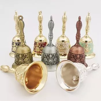 1 шт., ретро металлический тон, европейский стиль, ручной колокольчик, ремесло, украшение, будильник, ремесленный Рождественский колокольчик, ветровой колокольчик, Рождественское ремесло