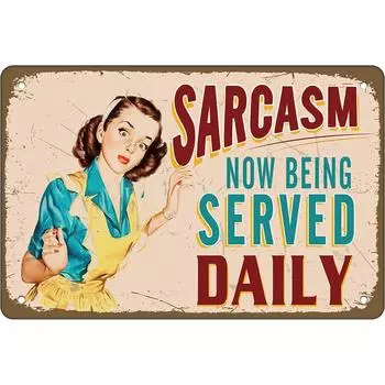 1 шт. Ретро металлический знак, настенный декор, теперь подается ежедневно, забавный винтажный знак, настенная табличка, плакат для кафе, бара, ресторана, супермаркета чёрный