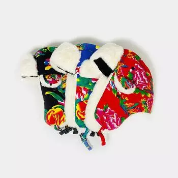1 шт. ретро нейтральная мужская женская этническая шляпа в стиле кепка большой цветок ткань лыжный бомбер красный