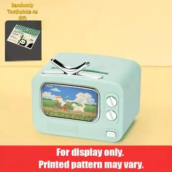 [1 шт. Ретро Подставка для зубочисток] 1 шт. Ретро Дизайн ТВ Подставка для зубочисток | Разноцветный Автоматический Выдвижной Диспенсер, Пластик, Идеально для Спальни, Кухни и Столовой Green