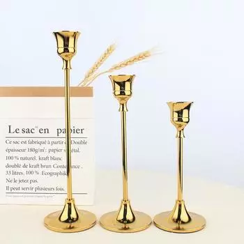 1 шт. Ретро подсвечники в европейском стиле металлический золотой подсвечник домашний декор 15cm