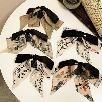 1 шт. Ретро простая заколка для волос с чернилами, заколка-коготь, стример, бант, головной убор из ткани Hanfu
