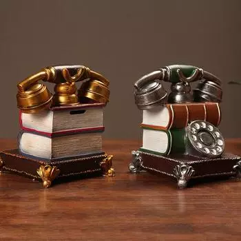 1 шт., ретро телефонное украшение, винтажная Европейская смоляная искусственная телефонная фигурка для дома, декоративная фигурка телефона зелёный