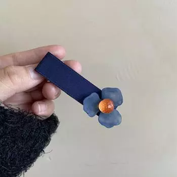 1 шт. Ретро туманно-голубой фиолетовый трехлепестковый цветок матовый край клипса трехмерный лепесток заколка для челки клипса-уточка заколка для волос