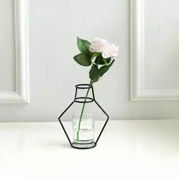 1 шт. Ретро Железная Линия Настольная Ваза Горшок Орнамент Металлический Держатель для Растений Скандинавские Стили Цветок Домашние Украшения чёрный