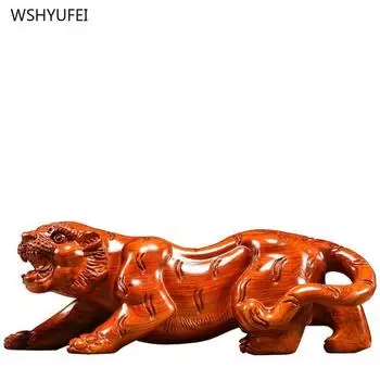 1 шт. Резьба по дереву в виде тигра, украшения для гостиной, офиса, книжного шкафа, рабочего стола, украшения для дома, подарок на новоселье, статуэтка с изображением знака зодиака L 7CM тигровый