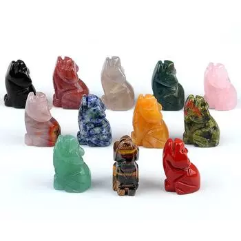 1 шт., резьба по кристаллу волка, украшение из натуральных камней, украшение для кармана, голый камень, ювелирные изделия для домашнего декора, мини-мебель, ремесло 25-27x18 мм 25-27x18mm