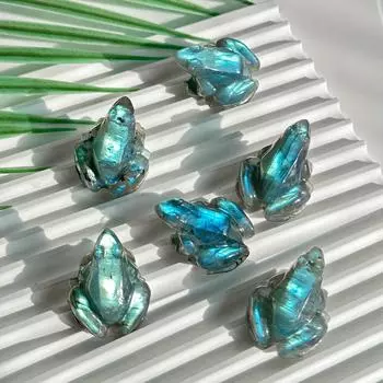 1 шт., резьба по натуральной лабрадоритовой лягушке, украшение для дома, идеальный выбор для подарков 1PC Labradorite Frog