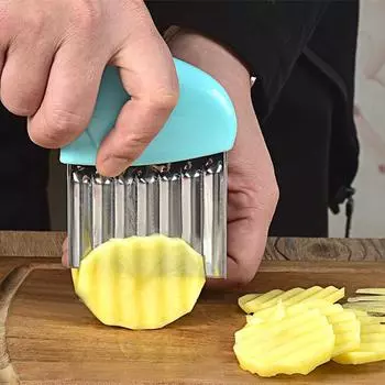 1 шт., резак для картофеля из нержавеющей стали, кухонная овощерезка, режущий инструмент, волнистый нож, резак для картофеля фри, кухонные принадлежности зелёный