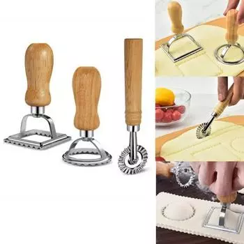 1 шт. резак для теста с деревянной ручкой для равиоли, макарон, пельменей, лазаньи, форма для резки и штампы для тиснения Long handle roller cut-1pc