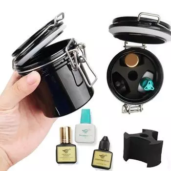 1 шт., резервуар для хранения клея для ресниц, клей для наращивания ресниц, герметичная банка для хранения, инструмент для макияжа чёрный