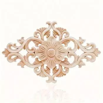 1 шт. резная деревянная инкрустированная наклейка, 21x15 см/8,27x5,91 дюйма пустая инкрустированная наклейка для мебели, кровати, двери, шкафа, украшения светло-желтого