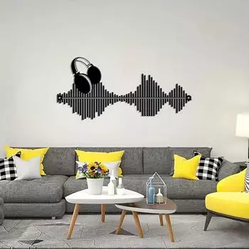 1 шт. Ритм музыки настенное металлическое настенное искусство, стильный музыкальный декор для гостиной, идеальный подарок для любителей музыки чёрный