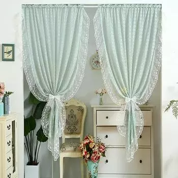 1 шт. Романтичный кружевной прозрачный карманный карниз, роскошная занавеска из тюля для французского окна, спальни, гостиной, перегородки, занавески для домашнего декора, ширина 150 150x90cm зелёный