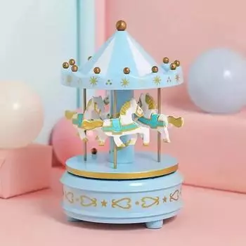 1 шт. Роскошная карусельная музыкальная шкатулка с 4 вращающимися лошадками, романтическая роскошная карусельная игрушка, ручная работа, музыкальная шкатулка, подарки розовый
