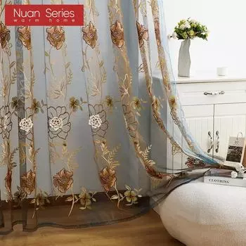 1 шт. роскошная китайская ретро-пионовая вышитая градиентная цветная прозрачная занавеска для гостиной, спальни, домашнего декора, серия Nuan W100cm x L200cm