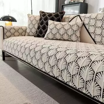 1 шт. роскошная подушка для дивана из шенилла, не грязная, для домашних животных, детский коврик для дивана, нескользящий узор в виде листьев, L-образный чехол для углового дивана для гостиной A 70x70cm 1pc