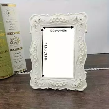 1 шт. Роскошная смоляная фоторамка в винтажном европейском стиле - Декоративное украшение для свадебных воспоминаний, для настольного использования слоновая кость