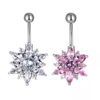 1 шт. роскошное кольцо для пупка в форме цветка, кольцо для пупка в форме сердца