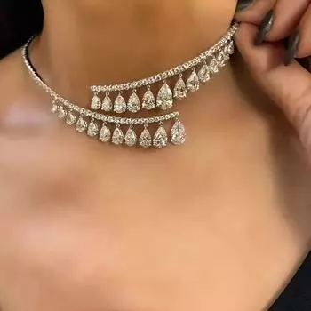 1 шт. Роскошное ожерелье с открытым воротником и подвесками в форме капли, элегантный аксессуар в стиле отпуска для женщин, украшения выпускного вечера, подарки на Ид слоновая кость