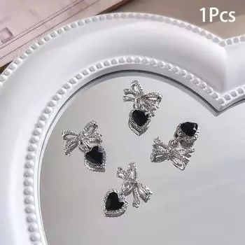 1 шт. Роскошные Кавайные Бантики Шармы для Нейл-Арта 3D Японский Сплав Галстук-Бабочка Ювелирные Изделия Украшение для Ногтей DIY Подвеска Любовь Аксессуары чёрный