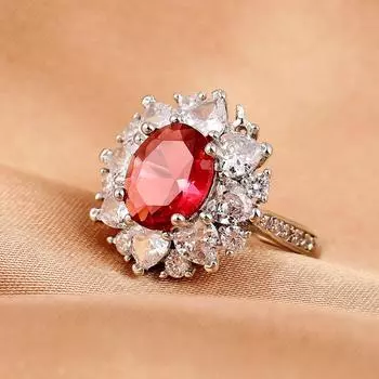 1 шт. роскошные кольца невесты с рубином для женщин, пар, великолепные ювелирные аксессуары для свадебной вечеринки 17cm серебряный