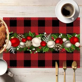 1 шт. роскошные рождественские принты салфетки льняные нескользящие термостойкие коврики для стола для вечеринки кухни свадьбы столового украшения 1PCS