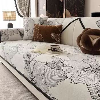 1 шт. Роскошный чехол для дивана из шенилла, противоскользящее полотенце для шезлонга, всесезонный цветочный универсальный чехол для дивана для гостиной A 70x70
