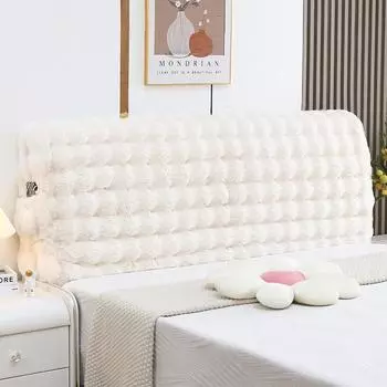 1 шт. Роскошный чехол для изголовья кровати с имитацией кроличьей шерсти, плюшевый бархатный утолщенный, мягкий, удобный, простой, современный декоративный чехол для изголовья кровати length 120x height 67cm with pocket]