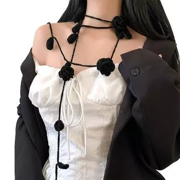 1 шт. роза мода ручной работы вязание универсальное ожерелье лесная система лента длинный полоса шарф бежевый