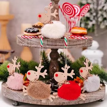 1 шт. Рождественская елка, рождественские украшения, деревянные плюшевые олени, подвесные украшения белый