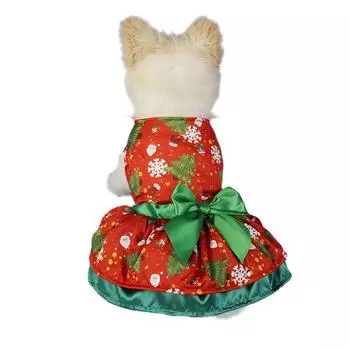1 шт., рождественская елка с принтом Санта-Клауса и бантом, костюм для косплея, нарядные рождественские платья для собак, одежда для маленьких собак S