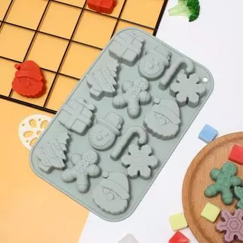 1 шт. Рождественская елка Снежинка Шоколад Силиконовая форма Санта конфеты печенье выпечка набор для самостоятельного праздничного украшения торта серый