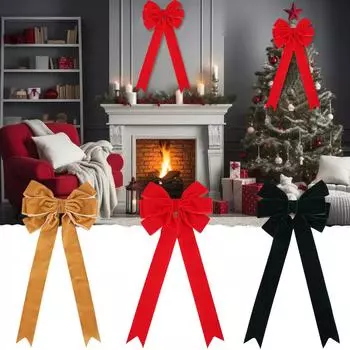 1 шт. Рождественская елка, украшение для дома, бант, венок, подвесной праздничный кулон, бархат Y6M1 green-1pcs