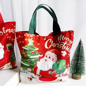 1 шт. Рождественская холщовая сумка-тоут с Санта-Клаусом, многоразовая рождественская сумка, прекрасный красный подарок на Новый год, праздничные принадлежности red