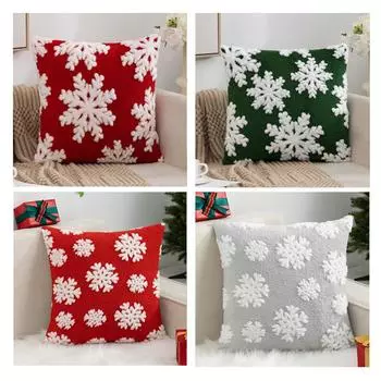 1 шт. Рождественская наволочка для подушки со снежинками, бархатная жаккардовая подушка с изображением елки и лося, декоративная подушка с перекрестными границами