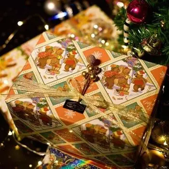 1 шт. Рождественская подарочная упаковочная бумага лазерная радужная пленка бумага Европа и Америка утолщенная милая подарочная бумага на день рождения A