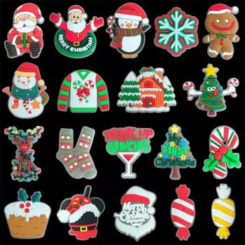 1 шт. Рождественская серия светящихся мультяшных украшений для обуви, сделай сам, Санта-Клаус, олень, снеговик, съемная декоративная пряжка, аксессуары для обуви