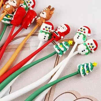 1 шт. Рождественская силиконовая мультяшная гелевая ручка Shake 0,5 мм, школьные кавайные канцелярские принадлежности, рождественские подарки A1