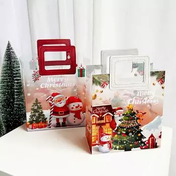 1 шт. Рождественская сумка-тоут Сумка Apple Рождественский подарочный пакет Подарочный пакет Прозрачный пакет