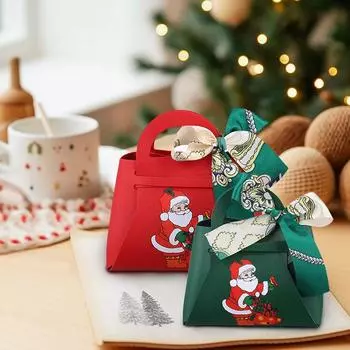 1 шт. рождественская вечеринка декор ручной подарочный пакет рождественские коробки конфет с принтом Санта-Клауса коробка конфет из искусственной кожи M