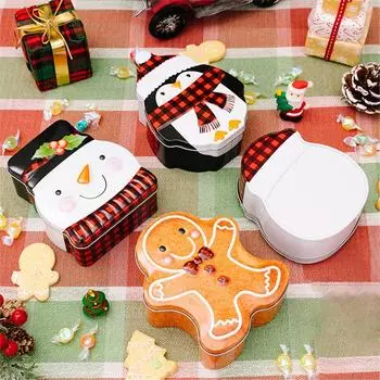 1 шт. Рождественская железная коробка, коробка конфет с крышкой, рождественская коробка конфет, Санта-Клаус, снеговик, пингвин, шоколадное печенье, закуски, подарок на вечеринку 1pc