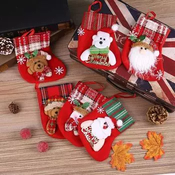 1 шт. рождественские чулки большой емкости рождественские украшения носки плюшевые Санта-Клаус снеговик носки новогодние Навидад конфеты подарочные пакеты As picture
