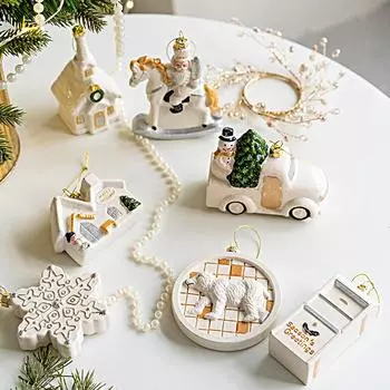 1 шт. Рождественские елочные украшения, белые подвески в скандинавском стиле, платиновый пластик, несколько стилей