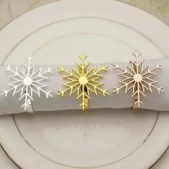 1 шт. Рождественские кольца для салфеток в форме снежинки, пуговица для сервировки обеденного стола, кольцо для салфеток, аксессуары для украшения свадебного стола