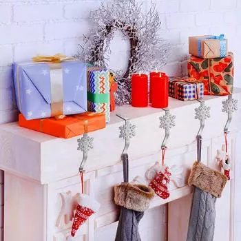 1 шт. Рождественские крючки для чулок Рождественские крючки для каминной полки Рождественское украшение для вечеринки серебряный