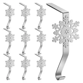 1 шт. Рождественские крючки Рождественские крючки для камина Рождественские крючки в виде снежинок Вешалки для чулок серебряный